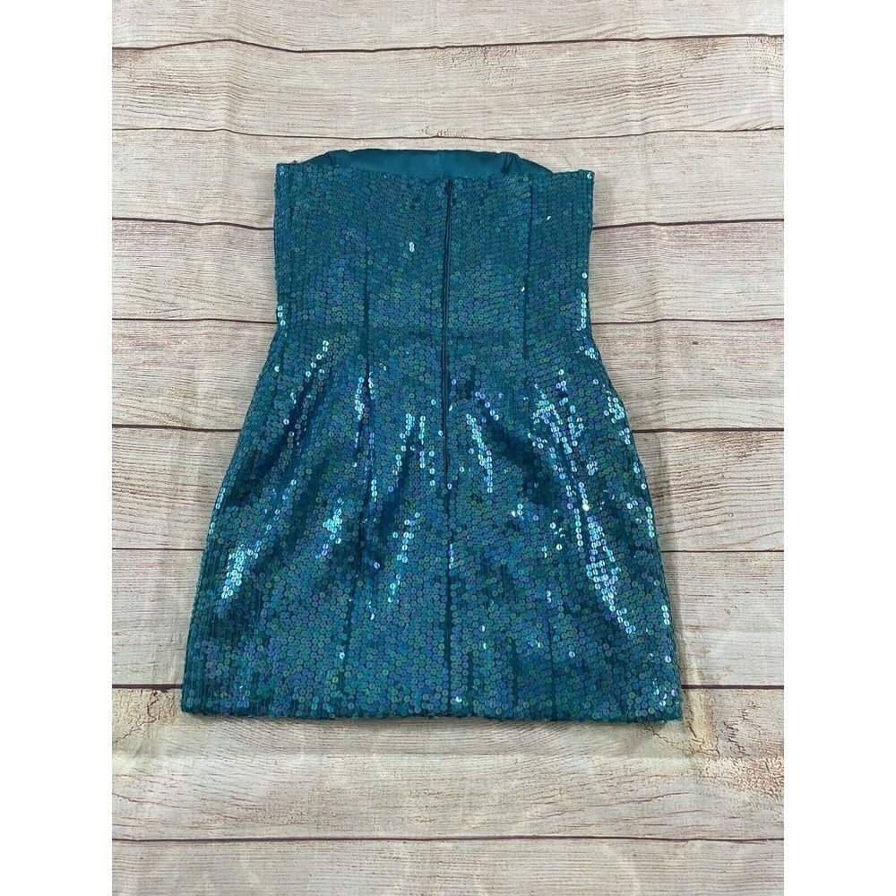 Vintage 1980's Rare Jeanette For St Martin Blue Sequin Strapless Dress - 6 - Picture 11 of 12